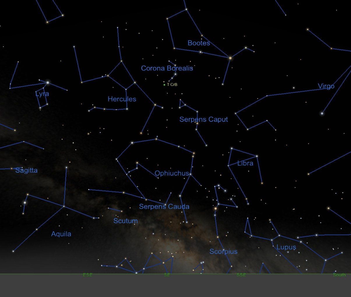 Sky Chart with T Corona Borealis