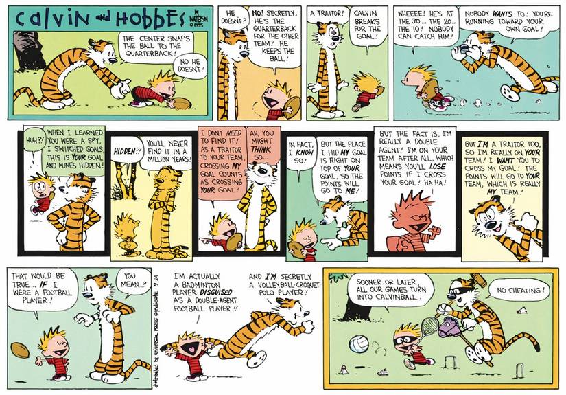 Calvin and Hobbes Playing Calvinball