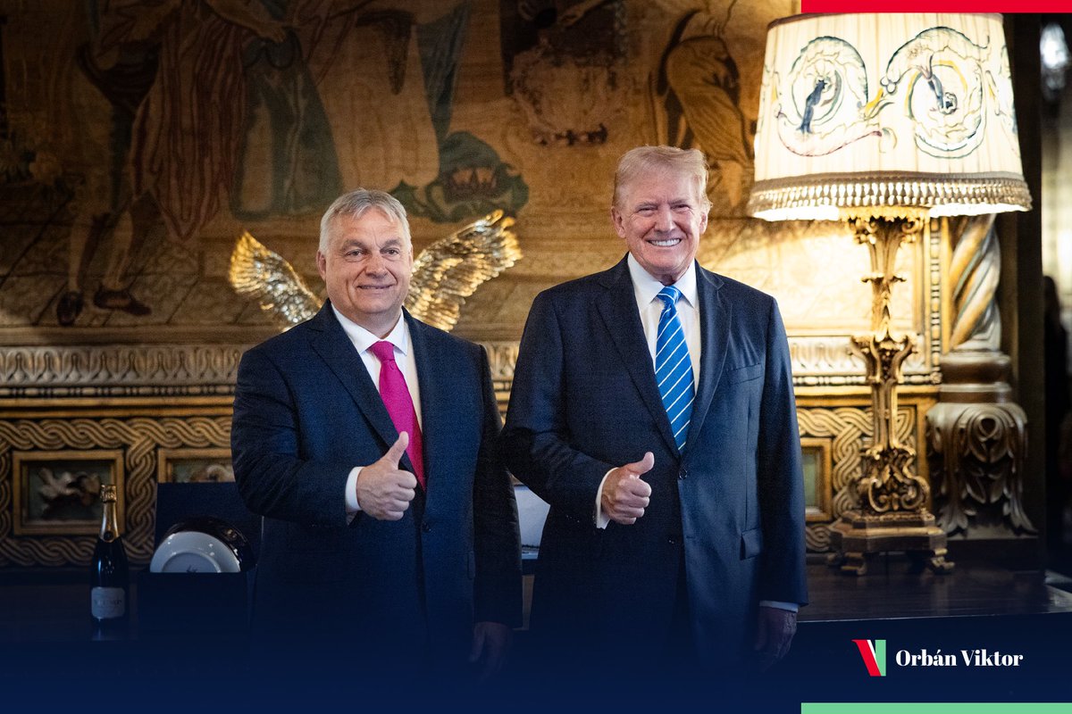 Wannabe Strong Man, Donald Trump, Poses With Hungary's Strong Man, Viktor Orbán at Trump's Mar-a-Lago Golf Resort in Palm Beach, Florida.