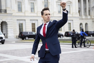 Josh Hawley (T-MO) Raising a Closed Fist In Support of Trump’s Far Right Fringe Groups, Pride Boys, Zero Percenters, Oath Losers, BoogerLougies. Prior to Laying Siege On the US Capitol In a Failed Insurrection Attempt to Overthrow the Federal Government